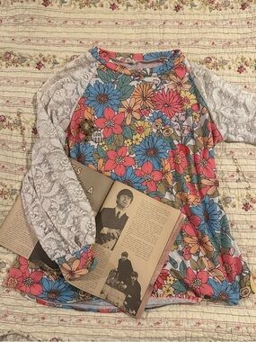Plus Size Lovely Melody Vintage Style Floral Top Lace Sleeves Retro Boho Blouse